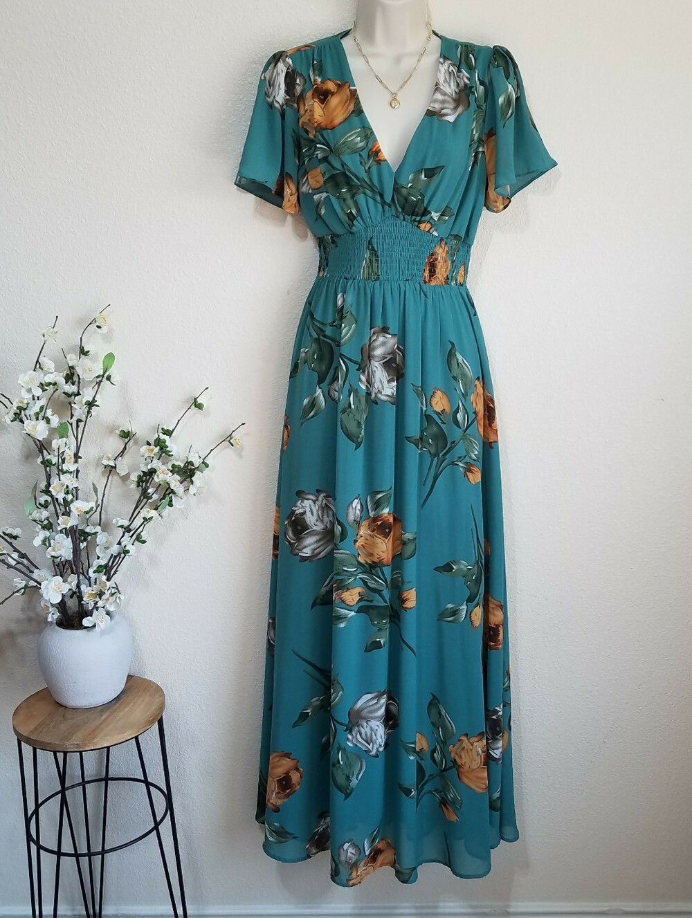 BALTIC BORN Birdie Maxi Dress in Eucalyptus Floral